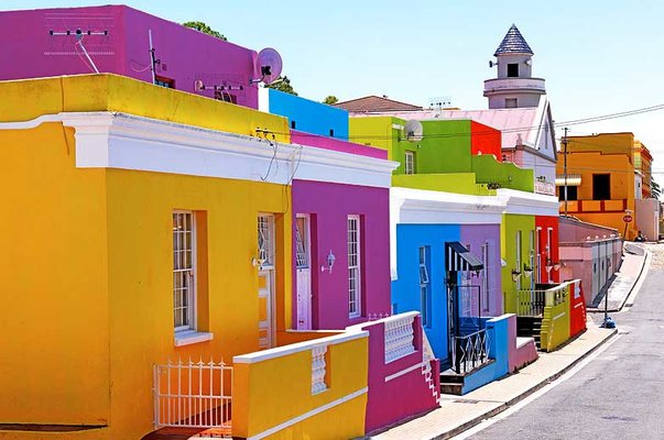 Brightly painted houses in Bo-Kaap, Cape Town